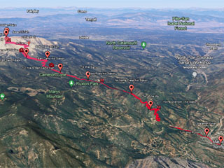 Google Earth View of the Pikes Peak Marathon Course