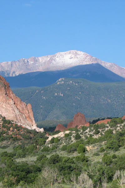 Pikes Peak as viewed from the Garden of the Gods