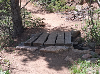 Footbridge 3/4 of the way to Barr Camp from No Name Creek on the Pikes Peak Barr Trail