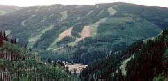 Vail mountain as viewed from Red Sandstone Road on the way to Piney Lake